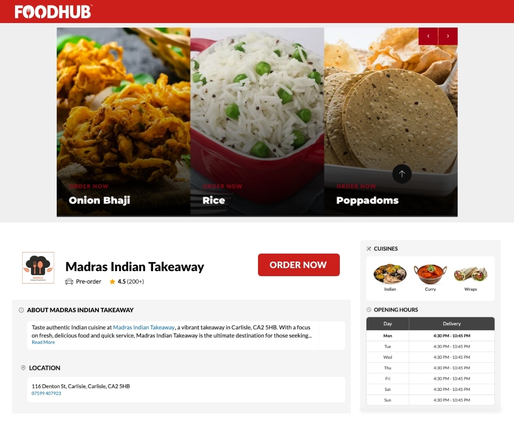 Madras Indian Takeaway in Carlisle